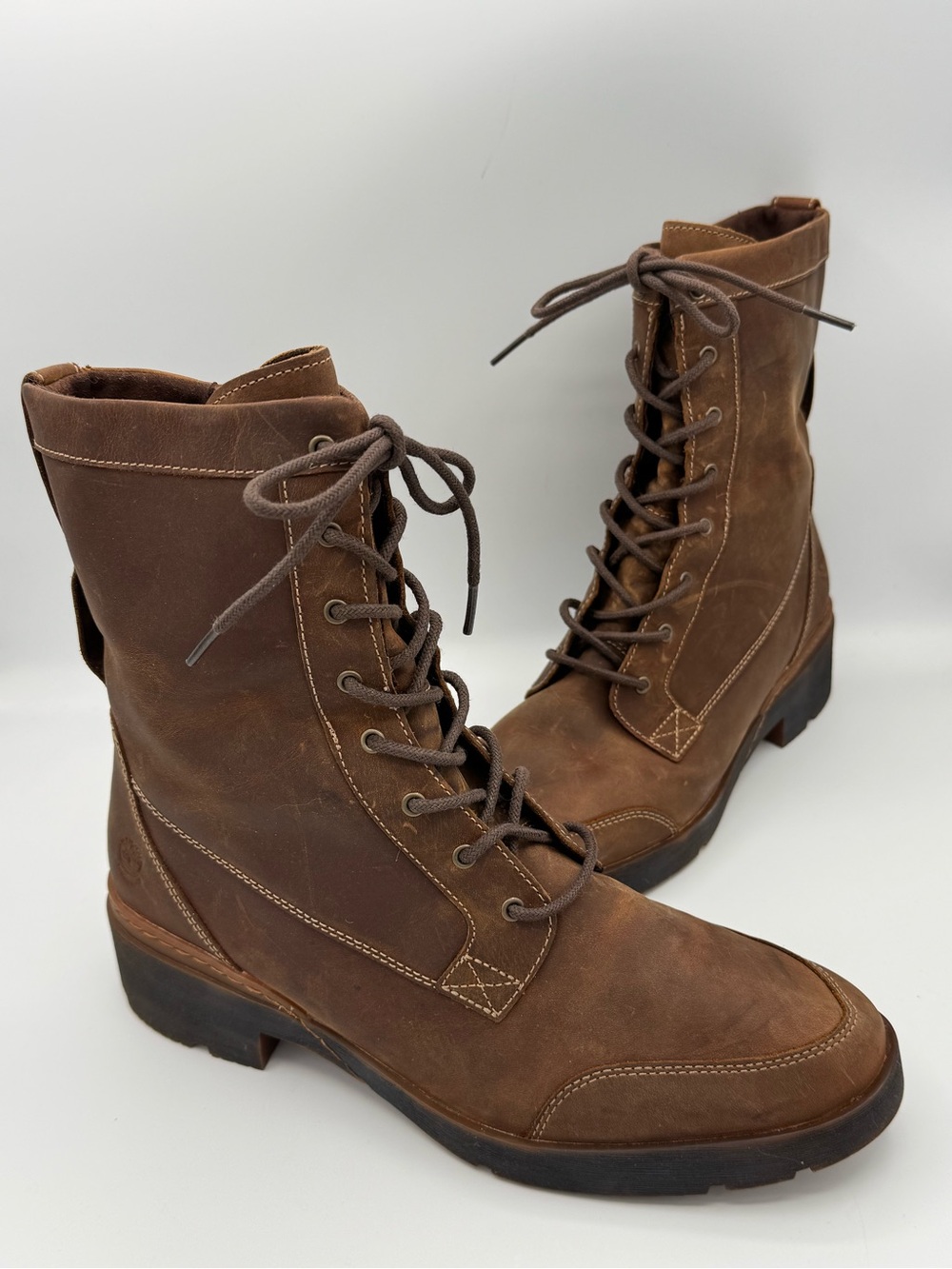 Timberland Gracelyn Lace-Up Side Zip Water Resistant Leather Boots